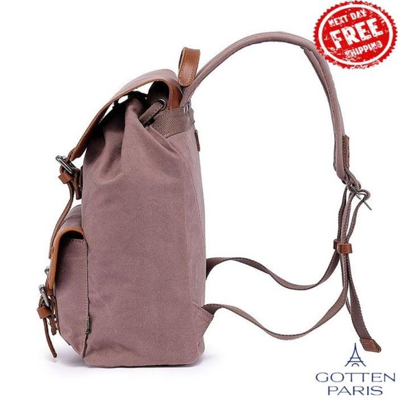 TSD BRAND Bigleaf Canvas Backpack Brown Women's Bag - Picture 7 of 12